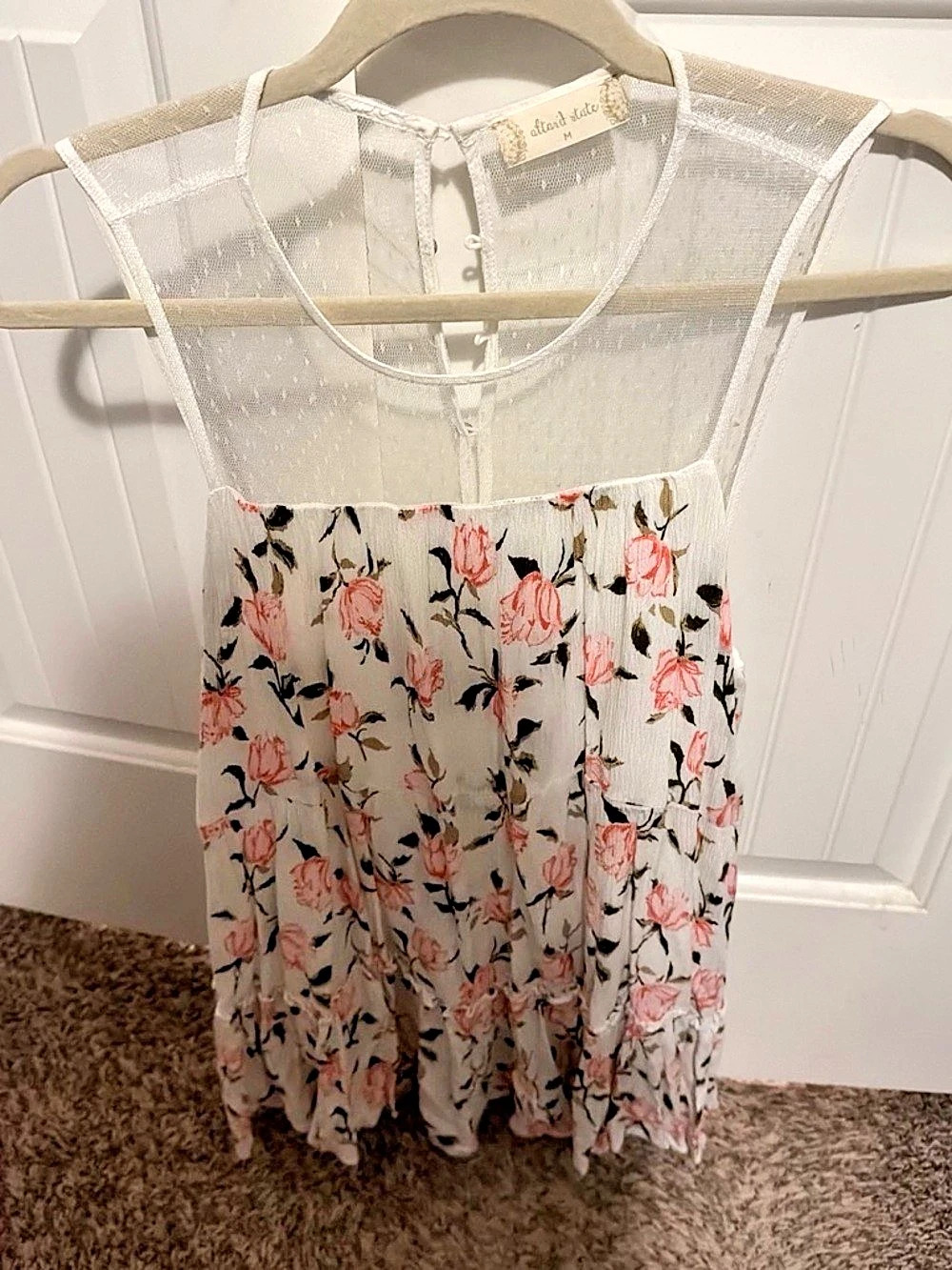Altar'd State Floral Maxi top Pink & White